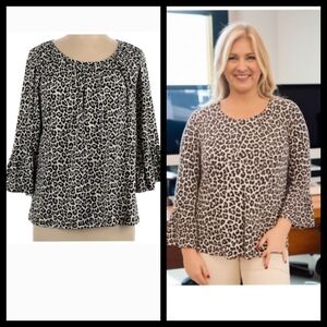 Michael Michael Kors Animal Print Bell Sleeves Blouse Size Large▪
